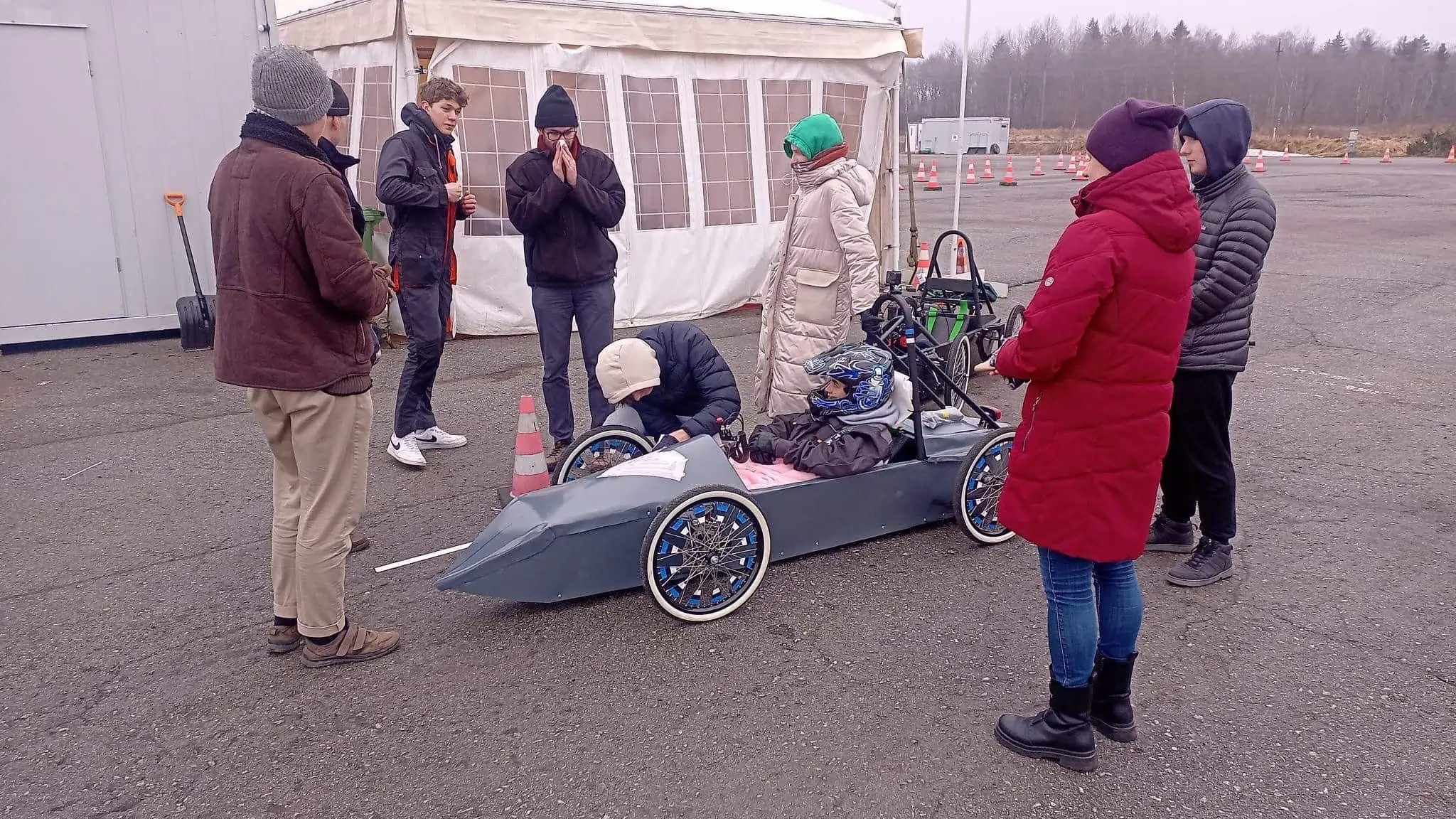 Pink Python team's car on test track